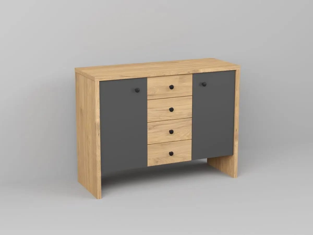 Comoda Pero cu sertare Hickory/Gri