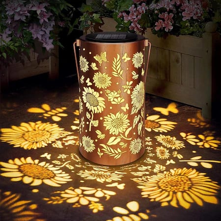Felinar solar perforat 18 cm